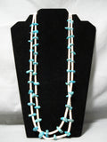 Native American Stunning Vintage Santo Domingo Turquoise White Shell Sterling Silver Necklace-Nativo Arts