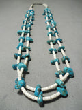 Native American Stunning Vintage Santo Domingo Turquoise White Shell Sterling Silver Necklace-Nativo Arts