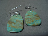 Native American Superb Santo Domingo Royston Turquoise Slabs Sterling Silver Earrings-Nativo Arts