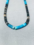 Native American Superb Vintage Santo Domingo Turquoise Heishi Sterling Silver Necklace-Nativo Arts