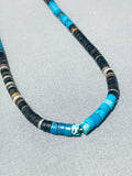 Native American Superb Vintage Santo Domingo Turquoise Heishi Sterling Silver Necklace-Nativo Arts