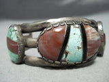 Native American Superb Vintage Turquoise Inlay Sterling Silver Bracelet Cuff-Nativo Arts