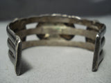 Native American Superb Vintage Turquoise Inlay Sterling Silver Bracelet Cuff-Nativo Arts