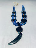 Native American The Most Unique Santo Domingo Lapus Turquoise Inlay Necklace-Nativo Arts