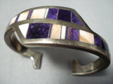 Native American Thick Detailed Vintage Ray Tracey Sugulite Sterling Silver Bracelet-Nativo Arts