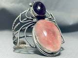 Native American Towering Spider Amethyst Coil Sterling Silver Bug Bracelet-Nativo Arts