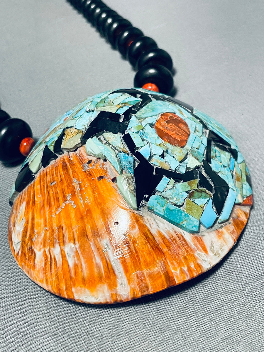 Native American Turtle Inlay Vintage Santo Domingo Turquoise Coral Nec ...