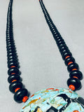 Native American Turtle Inlay Vintage Santo Domingo Turquoise Coral Necklace-Nativo Arts