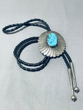 Native American Very Important Na Na Ping Yaqui Vintage Turquoise Sterling Silver Bolo Tie-Nativo Arts