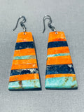 Native American Very Intricate Santo Domingo Turquoise Sterling Silver Earrings-Nativo Arts