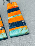 Native American Very Intricate Santo Domingo Turquoise Sterling Silver Earrings-Nativo Arts