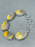 Native American Very Rare Honeybee Yellowstone Jasper Sterling Silver Link Bracelet-Nativo Arts