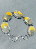 Native American Very Rare Honeybee Yellowstone Jasper Sterling Silver Link Bracelet-Nativo Arts