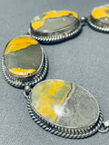 Native American Very Rare Honeybee Yellowstone Jasper Sterling Silver Link Bracelet-Nativo Arts