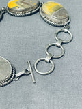 Native American Very Rare Honeybee Yellowstone Jasper Sterling Silver Link Bracelet-Nativo Arts