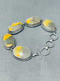 Native American Very Rare Honeybee Yellowstone Jasper Sterling Silver Link Bracelet-Nativo Arts