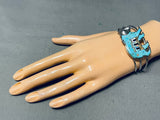 Native American Walking Grizzly Vintage Navajo Turquoise Opal Sterling Silver Bracelet-Nativo Arts