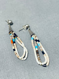 Native American Wonderful Santo Domingo Turquoise & Shell Sterling Silver Earrings-Nativo Arts