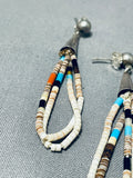 Native American Wonderful Santo Domingo Turquoise & Shell Sterling Silver Earrings-Nativo Arts