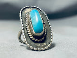 Native American Wonderful Vintage Kingman Turquioise Sterling Silver Ring-Nativo Arts