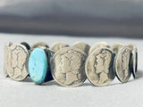 Newsworthy Native American Navajo Kingman Turquoise & Mercury Dimes Sterling Silver Bracelet-Nativo Arts