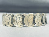 Newsworthy Native American Navajo Kingman Turquoise & Mercury Dimes Sterling Silver Bracelet-Nativo Arts