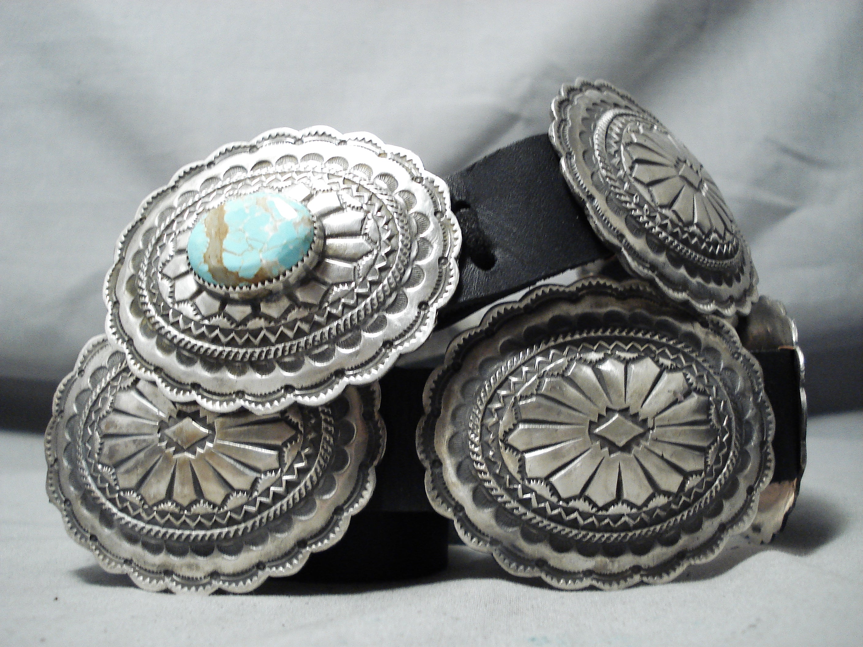 Newsworthy Navajo #8 Turquoise Mine Sterling Silver Concho Belt Native –  Nativo Arts