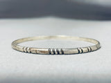 Norm Woody Vintage Native American Navajo Sterling Silver Bangle Bracelet-Nativo Arts