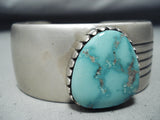 Noteworthy Native American Navajo Carico Lake Turquoise Sterling Silver Bracelet-Nativo Arts