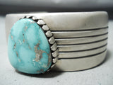 Noteworthy Native American Navajo Carico Lake Turquoise Sterling Silver Bracelet-Nativo Arts
