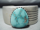 Noteworthy Native American Navajo Carico Lake Turquoise Sterling Silver Bracelet-Nativo Arts