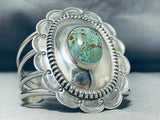 Noteworthy Native American Navajo Pilot Mountain Turquoise Sterling Silver Bracelet Signed-Nativo Arts
