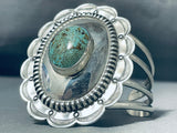 Noteworthy Native American Navajo Pilot Mountain Turquoise Sterling Silver Bracelet Signed-Nativo Arts