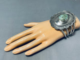 Noteworthy Native American Navajo Pilot Mountain Turquoise Sterling Silver Bracelet Signed-Nativo Arts