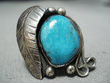 Noteworthy Vintage Native American Navajo Old Kingman Turquoise Sterling Silver Ring-Nativo Arts