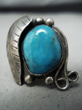 Noteworthy Vintage Native American Navajo Old Kingman Turquoise Sterling Silver Ring-Nativo Arts