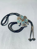 Noteworthy Vintage Native American Navajo Turquoise Sterling Silver Eagle Bolo-Nativo Arts