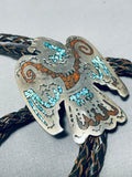 Noteworthy Vintage Native American Navajo Turquoise Sterling Silver Eagle Bolo-Nativo Arts