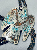 Noteworthy Vintage Native American Navajo Turquoise Sterling Silver Eagle Bolo-Nativo Arts