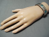 Noteworthy Vintage Navajo Turquoise Sterling Silver Bracelet Native American Old-Nativo Arts