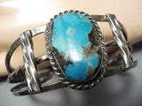Old Morenci Vintage Native American Navajo Turquoise Sterling Silver Bracelet Old-Nativo Arts