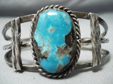Old Morenci Vintage Native American Navajo Turquoise Sterling Silver Bracelet Old-Nativo Arts