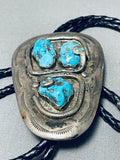 Old Snake Vintage Native American Zuni Turquoise Sterling Silver Bolo Tie-Nativo Arts