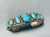 Older Hand Tooled Vintage Native American Navajo Wide Tooth Turquoise Sterling Silver Bracelet-Nativo Arts