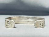 Older Hand Tooled Vintage Native American Navajo Wide Tooth Turquoise Sterling Silver Bracelet-Nativo Arts