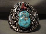Omg Mind Boggling Vintage Navajo Persin Turquoise Native American Jewelry Silver Leaves Bracelet-Nativo Arts