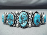 One Of A Kind Vintage Navajo Native American Turquoise Sterling Silver Bracelet-Nativo Arts