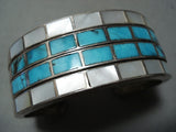 One Of Best Early Small Wrist Vintage Native American Zuni Turquoise Sterling Silver Bracelet-Nativo Arts