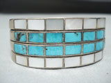 One Of Best Early Small Wrist Vintage Native American Zuni Turquoise Sterling Silver Bracelet-Nativo Arts