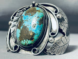 One Of Best Ever Vintage Native American Navajo Swirl Sterling Silver Shank Turquoise Bracelet-Nativo Arts